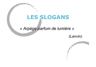 LES SLOGANS
« Arpège parfum de lumière »
(Lanvin)
 