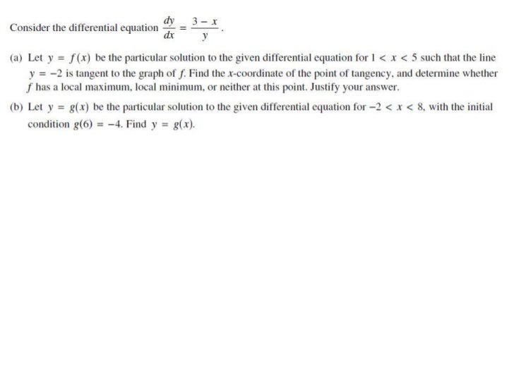 slope fields and differential equations 2003 ap calculus ab free response form b