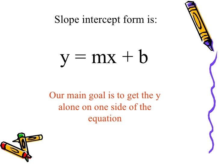 Slope intercept Slope intercept