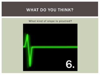 WHAT DO YOU THINK?
What kind of slope is picutred?

6.

 