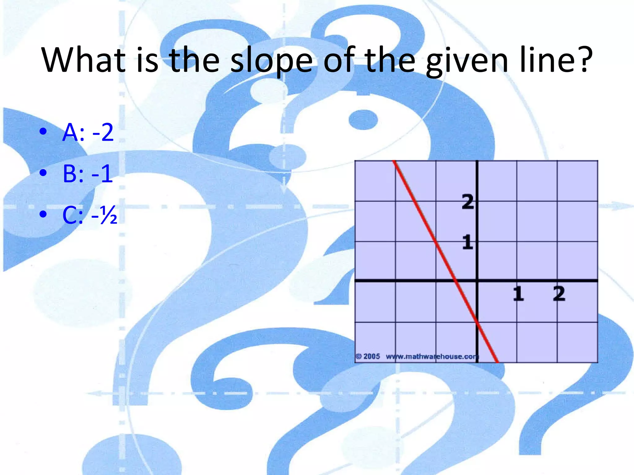 What is the slope of the given line? A: -2 B: -1 C: -½  