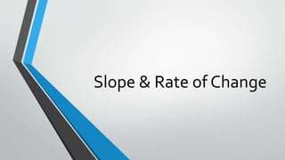 Slope & Rate of Change
 