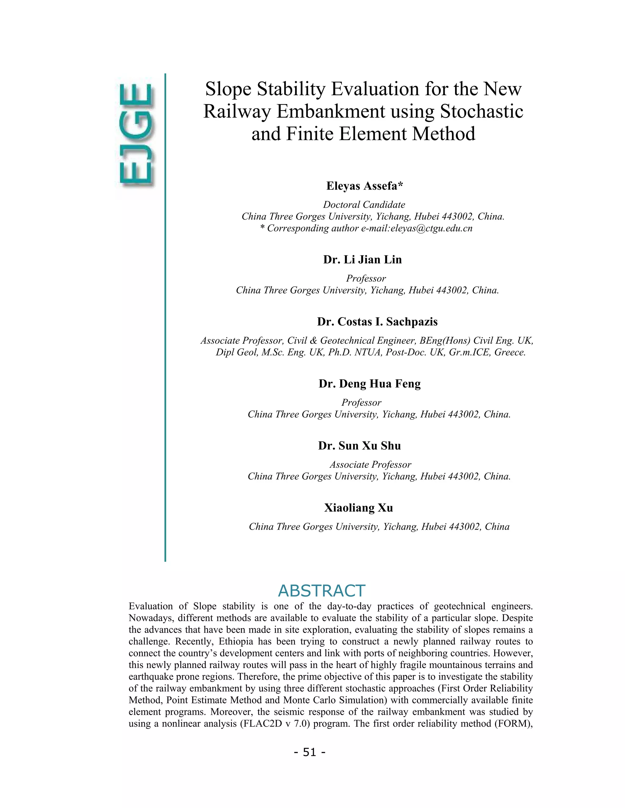 Slope Stability Evaluation for the New Railway Embankment using ...