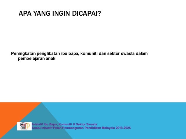 Sarana Ibu Bapa dalam Pelan Pembangunan Pendidikan Malaysia
