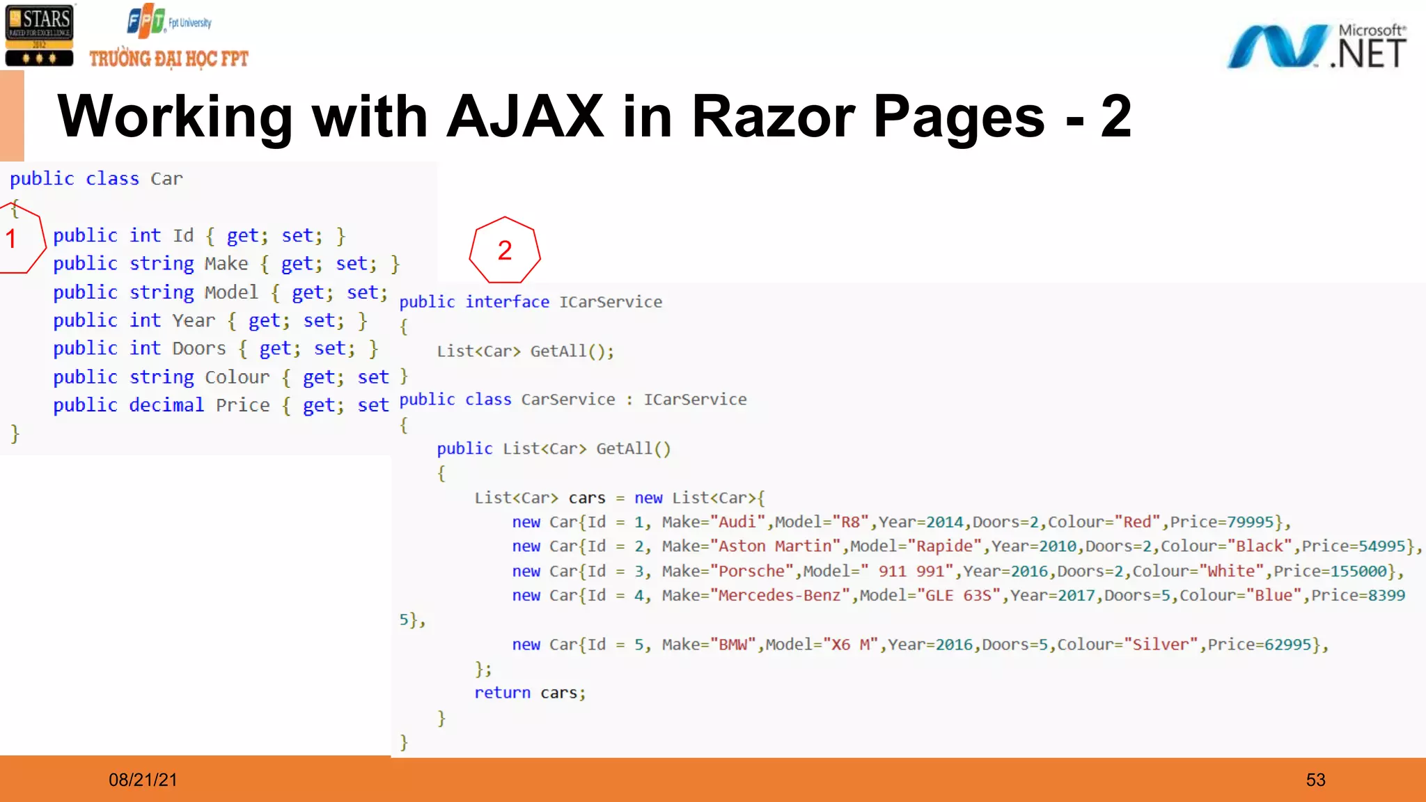 08/21/21 53 Working with AJAX in Razor Pages - 2 1 2 