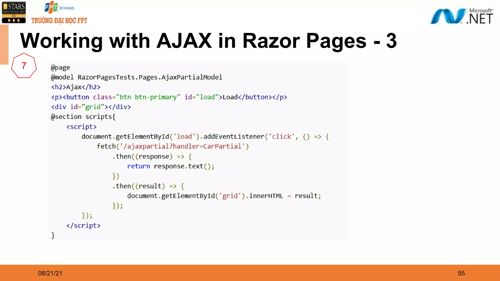 08/21/21 55 Working with AJAX in Razor Pages - 3 7 