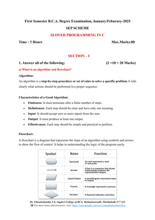 Solved First Semester B.C.A. C Programming Question Paper – Jan/Feb ...