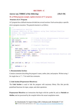 Solved First Semester B.C.A. C Programming Question Paper – Jan/Feb ...