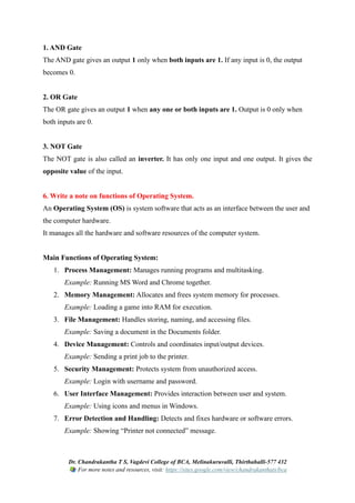 Bca First Semester Notes.pdf BCA 1st Semester Fundamentals Solved Question Paper 44121 | PDF