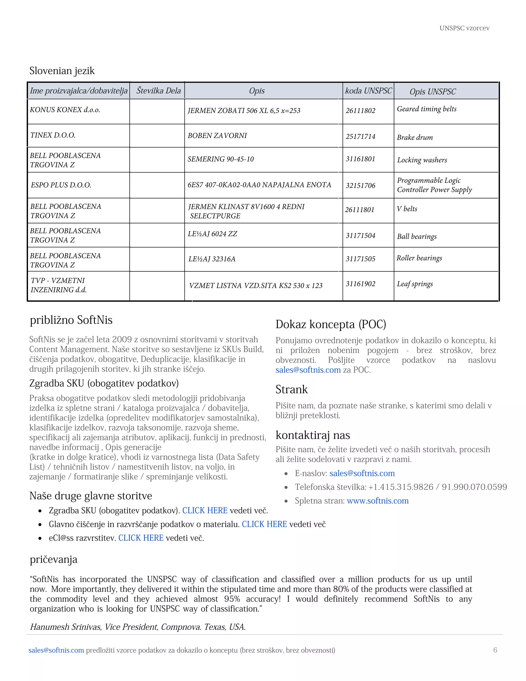 Slovenian unspsc product_service_classification_process_samples PDF