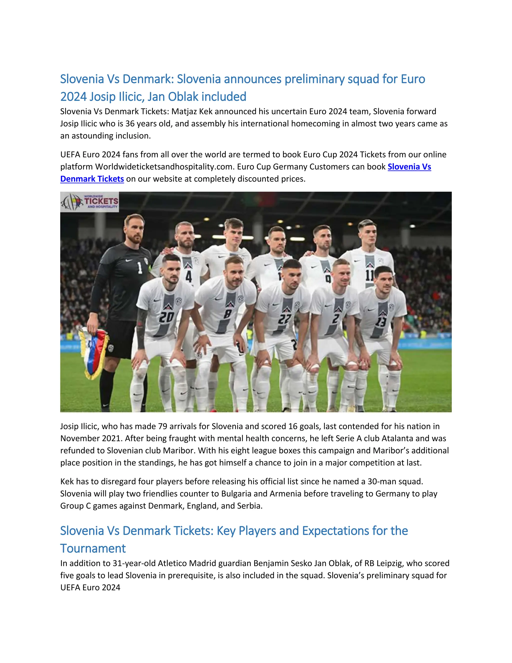 Slovenia Vs Denmark Slovenia announce preliminary squad for Euro 2024