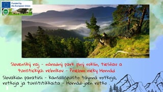 Slovenský raj - národný park plný roklín, tiesňav a
turistických rebríkov - Prielom rieky Hornád
Slovakian paratiisi - kansallispuisto täynnä rotkoja,
rotkoja ja turistitikkaita - Hornád-joen rotko .
 