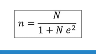 Sample Number Cal Formula How to Determine the Sample Population Using Slovins', Calmorin's, and ...