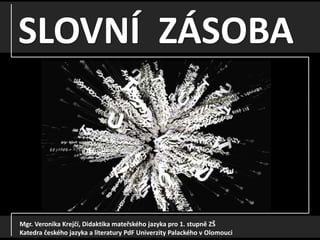 SLOVNÍ ZÁSOBA
Mgr. Veronika Krejčí, Didaktika mateřského jazyka pro 1. stupně ZŠ
Katedra českého jazyka a literatury PdF U...