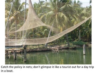 Catch the policy in nets; don’t glimpse it like a tourist out for a day trip 
in a boat. 
 