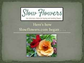 Here’s how
Slowf lowers.com began . . .

 