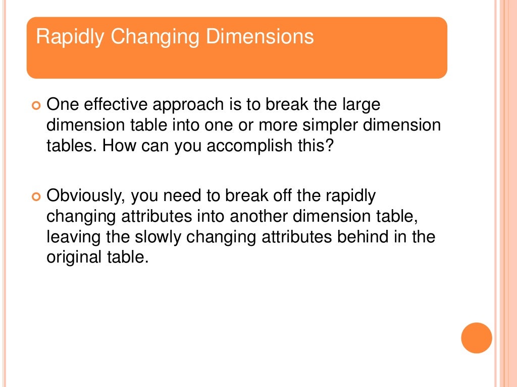 Slowly changing dimension