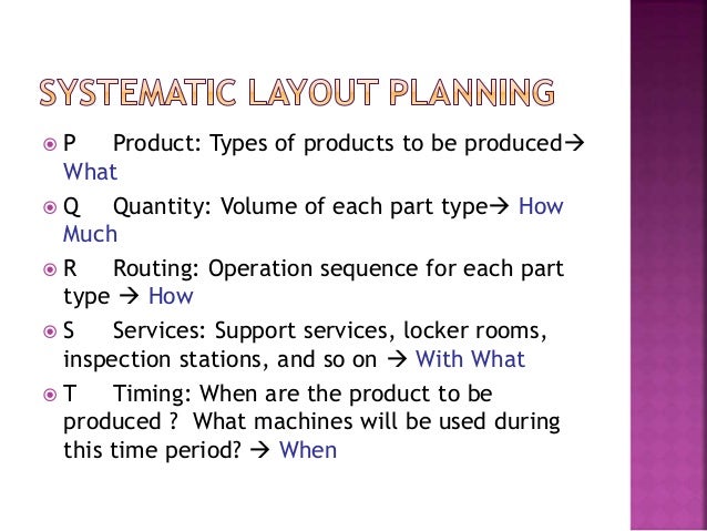 Systematic layout planning