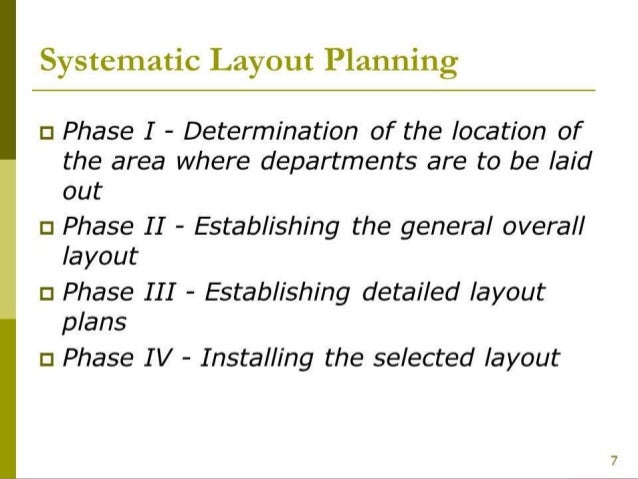 Systematic Layout Planning