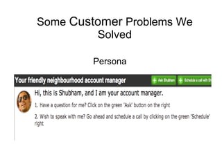 Some Customer Problems We
Solved
Persona

 