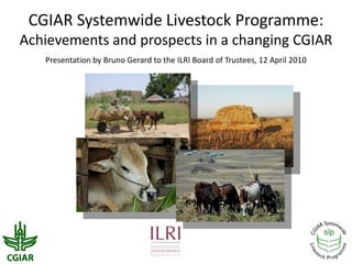 CGIAR Systemwide Livestock Programme:Achievements and prospects in a changing CGIAR Presentation by Bruno Gerard to the ILRI Board of Trustees, 12 April 2010  