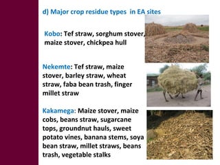 Optimizing livelihood and environmental benefits from crop residues in smallholder crop-livestock systems in sub-Saharan Africa and South Asia: regional case studies. Progress and preliminary research findings for East African sites