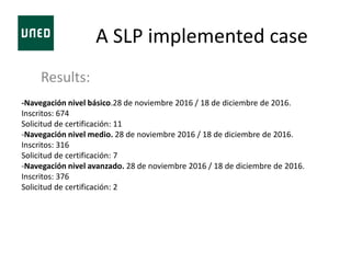 Results:
A SLP implemented case
-Navegación nivel básico.28 de noviembre 2016 / 18 de diciembre de 2016.
Inscritos: 674
So...