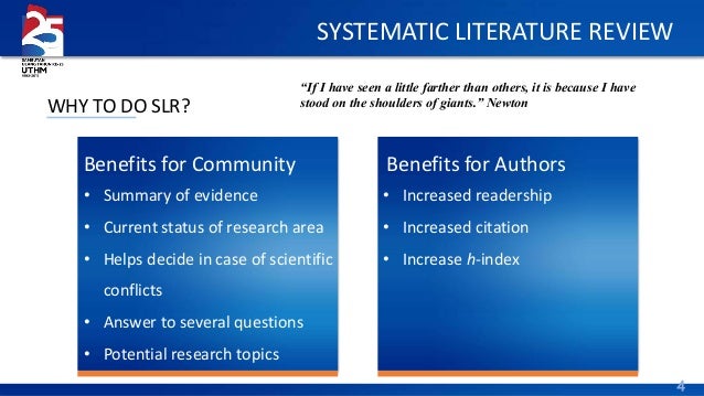 what are the benefits of a systematic literature review