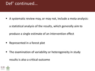 Introduction to systematic literature review