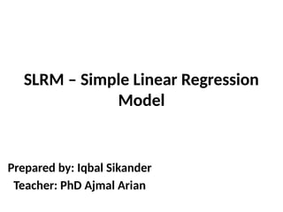 Simple linear regression model an important topic in econometrics | PPTX