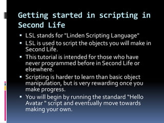 Sl scripting in English | PPT image.