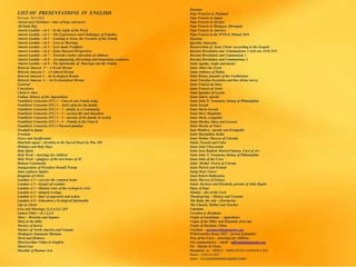 LIST OF PRESENTATIONS IN ENGLISH
Revised 20-9-2022
Advent and Christmas – time of hope and peace
All Souls Day
Amoris Laetitia – ch 1 – In the Light of the Word
Amoris Laetitia – ch 2 – The Experiences and Challenges of Families
Amoris Laetitia – ch 3 - Looking to Jesus, the Vocation of the Family
Amoris Laetitia – ch 4 - Love in Marriage
Amoris Laetitia – ch 5 – Love made Fruitfuol
Amoris Laetitia – ch 6 – Some Pastoral Perspectives
Amoris Laetitia – ch 7 – Towards a better education of children
Amoris Laetitia – ch 8 – Accompanying, discerning and integrating weaknwss
Amoris Laetitia – ch 9 – The Spirituality of Marriage and the Family
Beloved Amazon 1ª – A Social Dream
Beloved Amazon 2 - A Cultural Dream
Beloved Amazon 3 – An Ecological Dream
Beloved Amazon 4 - An Ecclesiastical Dream
Carnival
Conscience
Christ is Alive
Fatima, History of the Apparitiions
Familiaris Consortio (FC) 1 – Church and Family today
Familiaris Consortio (FC) 2 - God’s plan for the family
Familiaris Consortio (FC) 3 – 1 – family as a Community
Familiaris Consortio (FC) 3 – 2 – serving life and education
Familiaris Consortio (FC) 3 – 3 – mission of the family in society
Familiaris Consortio (FC) 3 – 4 - Family in the Church
Familiaris Consortio (FC) 4 Pastoral familiar
Football in Spain
Freedom
Grace and Justification
Haurietis aquas – devotion to the Sacred Heart by Pius XII
Holidays and Holy Days
Holy Spirit
Holy Week – drawings for children
Holy Week – glmjpses of the last hours of JC
Human Community
Inauguration of President Donald Trump
Juno explores Jupiter
Kingdom of Christ
Laudato si 1 – care for the common home
Laudato si 2 – Gospel of creation
Laudato si 3 – Human roots of the ecological crisis
Laudato si 4 – integral ecology
Laudato si 5 – lines of approach and action
Laudato si 6 – Education y Ecological Spirituality
Life in Christ
Love and Marriage 12,3,4,5,6,7,8,9
Lumen Fidei – ch 1,2,3,4
Mary – Doctrine and dogmas
Mary in the bible
Martyrs of Korea
Martyrs of North America and Canada
Medjugore Santuario Mariano
Merit and Holiness
Misericordiae Vultus in English
Moral Law
Morality of Human Acts
Passions
Pope Franciss in Thailand
Pope Francis in Japan
Pope Francis in Sweden
Pope Francis in Hungary, Slovaquia
Pope Francis in America
Pope Francis in the WYD in Poland 2016
Passions
Querida Amazonia
Resurrection of Jesus Christ –according to the Gospels
Russian Revolution and Communismo 3 civil war 1918.1921
Russian Revolution and Communism 1
Russian Revolution and Communismo 2
Saint Agatha, virgin and martyr
Saint Albert the Great
Saint Anthony of Padua
Saint Bruno, fuunder of the Carthusians
Saint Faustina Kowalska and thee divine mercy
Saint Francis de Sales
Saint Francis of Assisi
Saint Ignatius of Loyola
Saint James, apostle
Saint John N. Neumann, bishop of Philadelphia
Saint Joseph
Saint Maria Goretti
Saint Mary Magdalen
Saint Mark, evangelist
Saint Martha, Mary and Lazarus
Saint Martin of Tours
Sain Matthew, Apostle and Evangelist
Saint Maximilian Kolbe
Saint Mother Theresa of Calcutta
Saints Nazario and Celso
Saint John Chrysostom
Saint Jean Baptiste MarieaVianney, Curé of Ars
Saint John N. Neumann, bishop of Philadelphia
Saint John of the Cross
Saint Mother Teresa of Calcuta
Saint Patrick and Ireland
Saing Peter Claver
Saint Robert Bellarmine
Saint Therese of Lisieux
Saints Zachary and Elizabeth, parents of John Baptis
Signs of hope
Sunday – day of the Lord
Thanksgiving – History and Customs
The Body, the cult – (Eucharist)
The Chursh, Mother and Teacher
Valentine
Vocation to Beatitude
Virgin of Guadalupe – Apparitions
Virgin of the Pillar and Hispaniic feast day
Virgin of Sheshan, China
Vocation – mconnor@legionaries.org
WMoFamilies Rome 2022 – festval of families
Way of the Cross – drawings for children
For commentaries – email – mflynn@legionaries.org
Fb – Martin M Flynn
Donations to - BANCO - 03069 INTESA SANPAOLO SPA
Name – EUR-CA-ASTI
IBAN – IT61Q0306909606100000139493
 