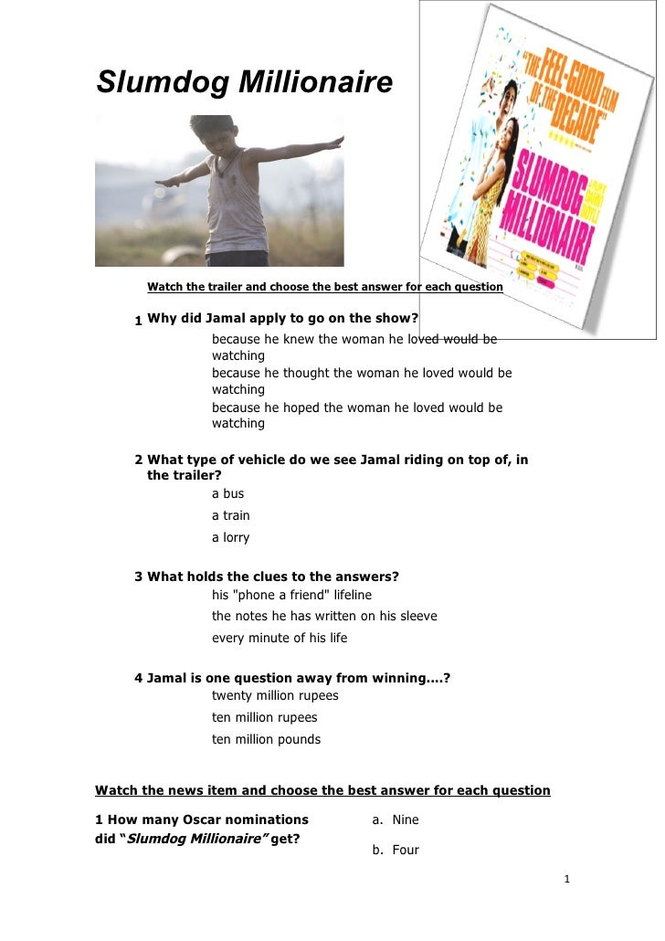 Slumdog millionaire essay notes