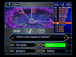What is the capital of ireland? Van gogh dublin glasgow belfast 