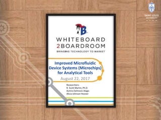 Improved Microfluidic
Device Systems (Microchips)
for Analytical Tools
August 22, 2017
Researchers:
R. Scott Martin, Ph.D.
Asmira Selmovic Alagic
Alicia Johnson Hoover
 