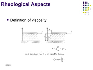 Rheological Aspects

       Definition of viscosity




 06/05/12
 