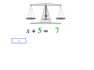 x + 5 =   7
x
 