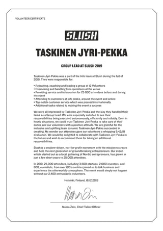 Slush Pdf Slush certificate 2019 | PDF