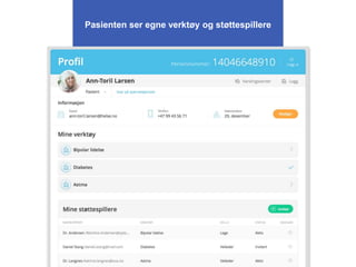 Pasienten ser egne verktøy og støttespillere
 