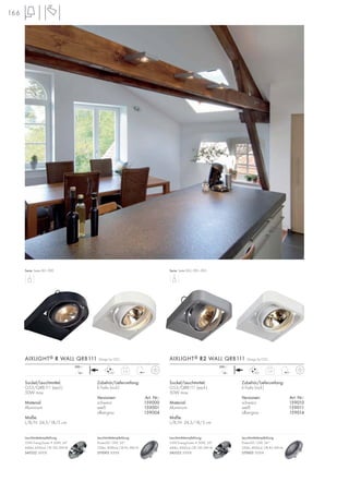 166
Serie: Seite 061, 090 Serie: Seite 062, 092–093
1,15
Sockel/Leuchtmittel:
G53/QRB111 (excl.)
50W max.
Material:
Aluminium
Maße:
L/B/H: 24,5/18/5 cm
Zubehör/Lieferumfang:
E-Trafo (incl.)
Versionen: Art. Nr.:
schwarz 159010
weiß 159011
silbergrau 159014
AIXLIGHT® R2 WALL QRB111 Design by CDC
90°12~
230~
Sockel/Leuchtmittel:
G53/QRB111 (excl.)
50W max.
Material:
Aluminium
Maße:
L/B/H: 24,5/18/5 cm
Zubehör/Lieferumfang:
E-Trafo (incl.)
Versionen: Art. Nr.:
schwarz 159000
weiß 159001
silbergrau 159004
AIXLIGHT® R WALL QRB111 Design by CDC
1,15
90°12~
230~
Leuchtmittelempfehlung:
PowerLED 12W, 24°
550lm, 4000cd, CRI 85, EEK=A
570003 3000K
Leuchtmittelempfehlung:
PowerLED 12W, 24°
550lm, 4000cd, CRI 85, EEK=A
570003 3000K
Leuchtmittelempfehlung:
35W EnergySaver ≙ 50W, 24°
440lm, 4500cd, CRI 100, EEK=B
545522 3000K
Leuchtmittelempfehlung:
35W EnergySaver ≙ 50W, 24°
440lm, 4500cd, CRI 100, EEK=B
545522 3000K
 