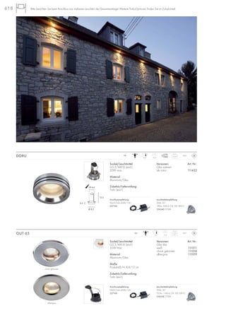 618
0,17
IP65
11,57,2
12~
Sockel/Leuchtmittel:
G5,3/MR16 (excl.)
35W max.
Material:
Aluminium/Glas
Maße:
Produkt-Ø/H: 8,4/12 cm
Zubehör/Lieferumfang:
Trafo (excl.)
OUT 65
Versionen: Art. Nr.:
Glas klar
weiß 111011
chrom gebürstet 111018
silbergrau 111019
Sockel/Leuchtmittel:
G5,3/MR16 (excl.)
20W max.
Material:
Aluminium/Glas
Zubehör/Lieferumfang:
Trafo (excl.)
Versionen: Art. Nr.:
Glas satiniert
alu natur 111432
DORU 0,27
IP65
12,56,6
12~
Bitte beachten Sie beim Anschluss von mehreren Leuchten die Gesamtwattage! Weitere Trafo-Optionen finden Sie im Zubehörteil.
Anschlussempfehlung:
IP44 K-Trafo 60VA/12V~
227160
Anschlussempfehlung:
IP44 K-Trafo 60VA/12V~
227160
Ø 6,6
Ø 8,5
2,5
12,5
silbergrau
chrom gebürstet
Leuchtmittelempfehlung:
35W, 30°
355lm, 1140cd, CRI 100, EEK=C
536338 2700K
Leuchtmittelempfehlung:
20W, 30°
180lm, 540cd, CRI 100, EEK=C
536240 2700K
 