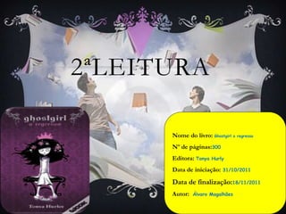 2ªLEITURA

      Nome do livro: Ghostgirl o regresso
      Nº de páginas:300
      Editora: Tonya   Hurly

      Data de iniciação:   31/10/2011

      Data de finalização:18/11/2011
      Autor:   Álvaro Magalhães
 