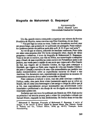 Silvia hunold lara   biografia de mohomman h. baquaqua