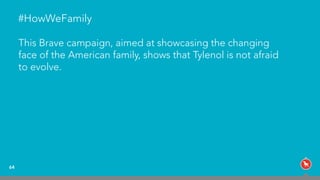 #HowWeFamily
This Brave campaign, aimed at showcasing the changing  
face of the American family, shows that Tylenol is not afraid  
to evolve.
64
 