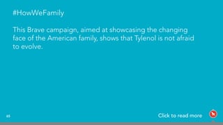 #HowWeFamily
This Brave campaign, aimed at showcasing the changing  
face of the American family, shows that Tylenol is not afraid  
to evolve.
65 Click to read more
 