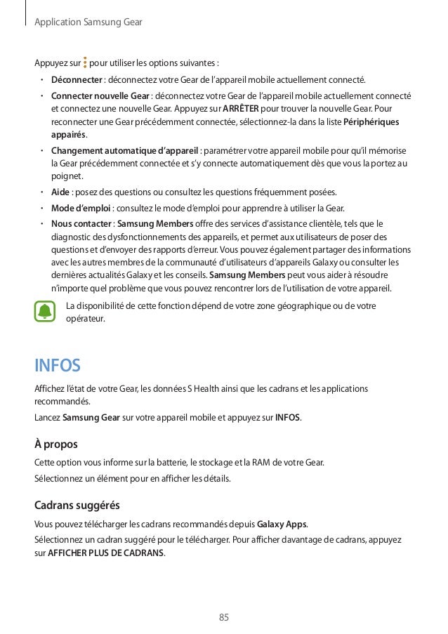Samsung Gear S3 User Manual Sm R760 R770 in French