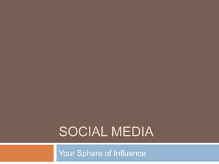SOCIAL MEDIA
Your Sphere of Influence
 