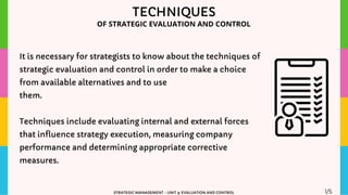201 - Strategic Management [Unit 5: Evaluation and Control] [BBA II ...