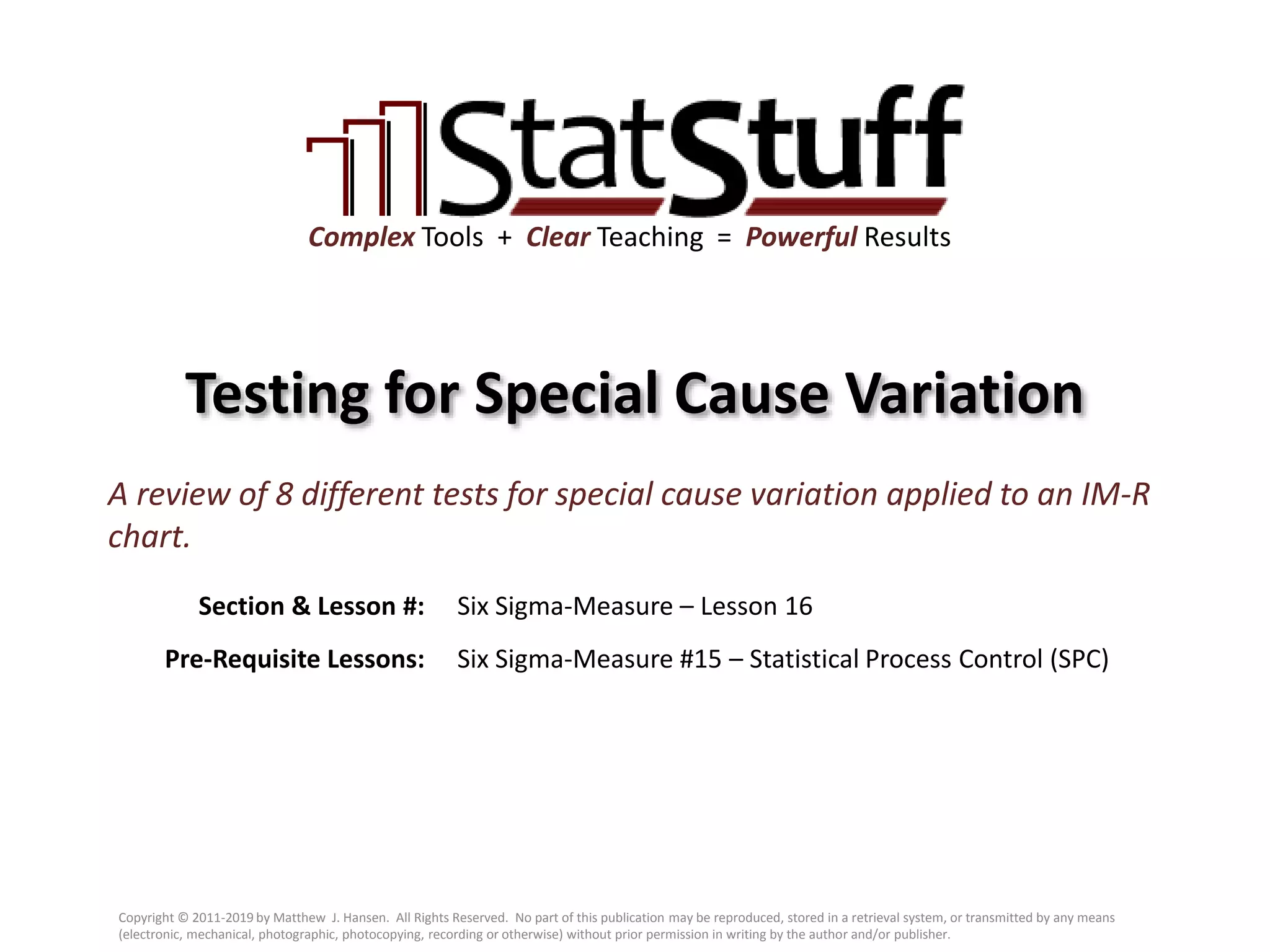Testing for Special Cause Variation