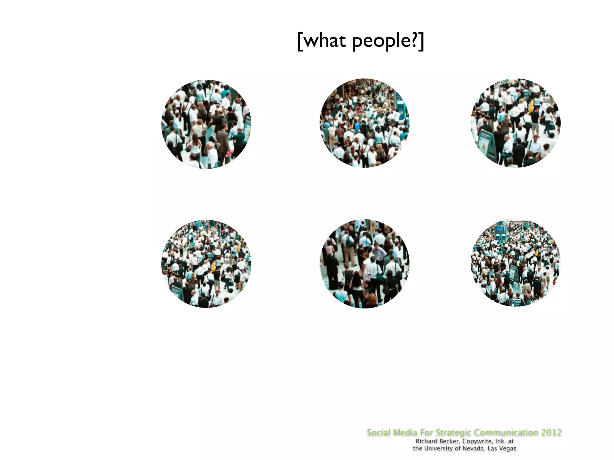 [what people?]




       Social Media For Strategic Communication 2012
                  Richard Becker, Copywrite, Ink. at
                 the University of Nevada, Las Vegas
 